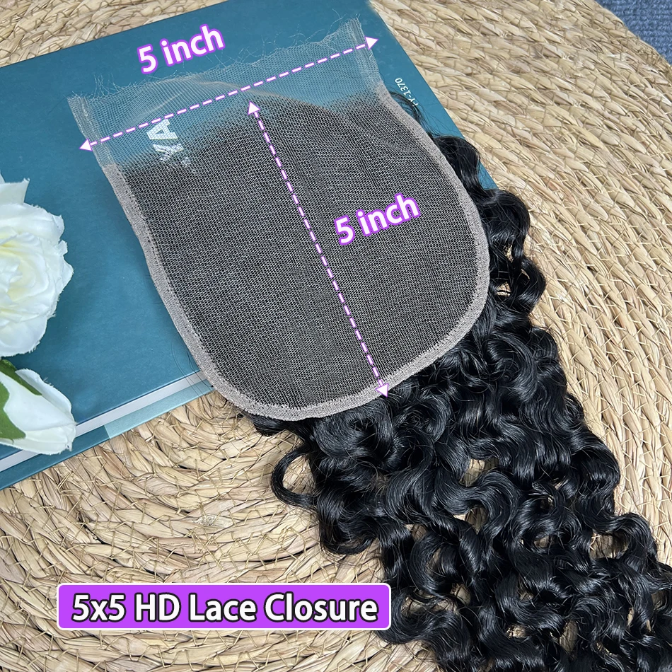 

Burmese Curly 5x5 HD Lace Closure Natural Black Color Human Hair Preplucked Bleached Knots Invisible Lace Raw Virgin Human Hair