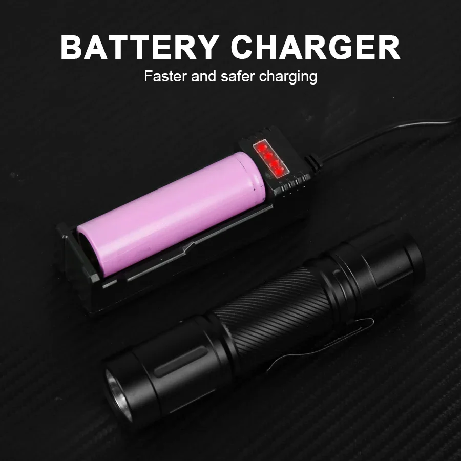 Picture 4: High Power LED Flashlights Tactical Torch 6 Modes Flashlight with Pen Clip Aluminum Alloys Waterproof External 21700 Battery