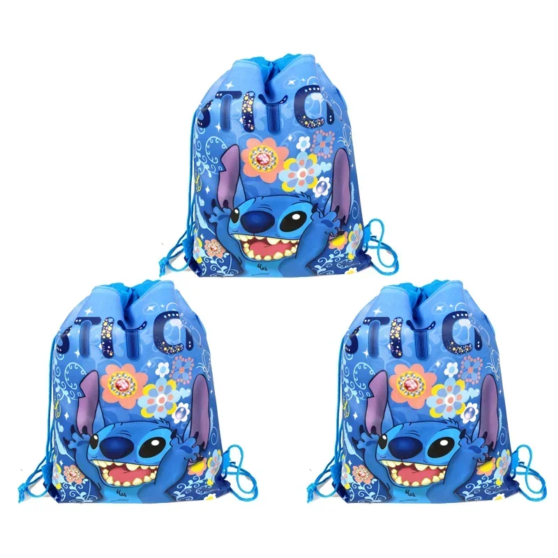 Disney Lilo & Stitch tasca con coulisse Cartoon Anime borsa portaoggetti con coulisse decorazione per feste Stitch zaino regalo per bambini