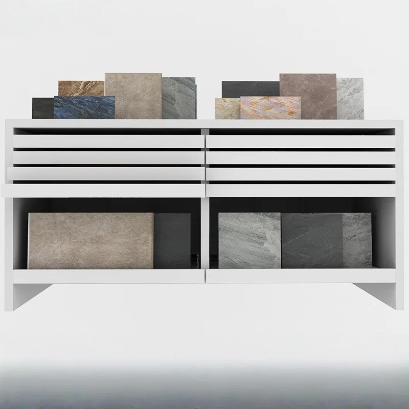 Customized Ceramic Tile Glass Tile Metal Rack Building Stone Marble Granite Wood Flooring Combination Drawer Displays Cabinet