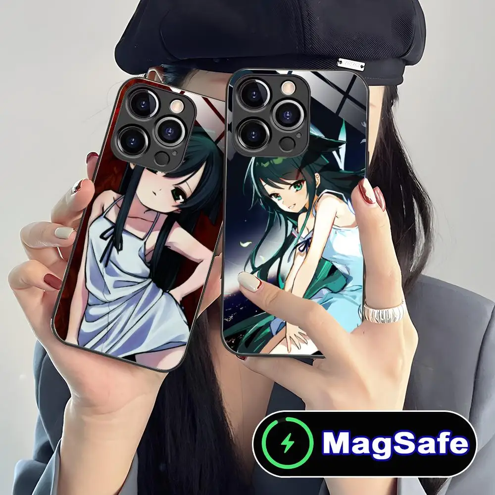Saya no Uta حافظة هاتف محمول لهاتف آيفون 17 16 15 14 13 12 11 Pro Max Plus Mini MagSafe غطاء زجاجي ملون للهواتف المحمولة جميلة