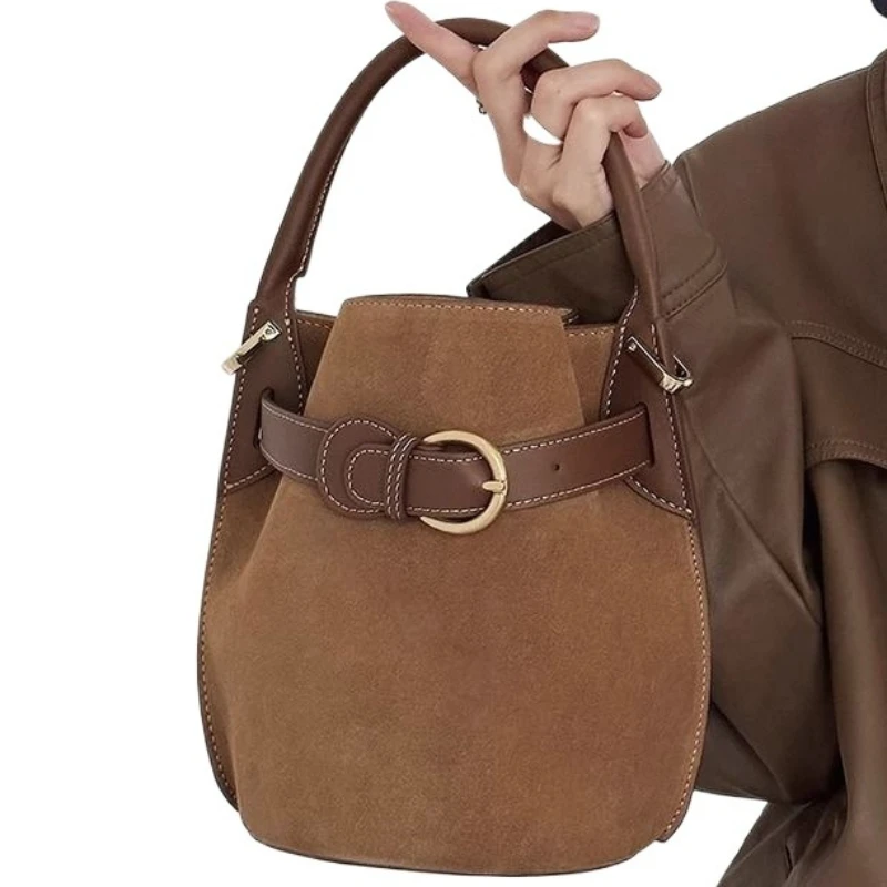 

Niche Fashion Acai Berry Purple Bucket Bag Women's Autumn and Winter New High-end Beautiful Handbag New Shoulder Messenger Bag