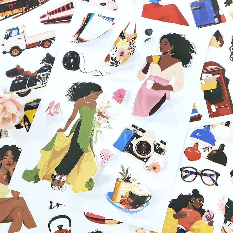 20sheets/book Vintage Fashion Character Flower Landscape Sticker Book Creative DIY Journal Material Collage Stationery