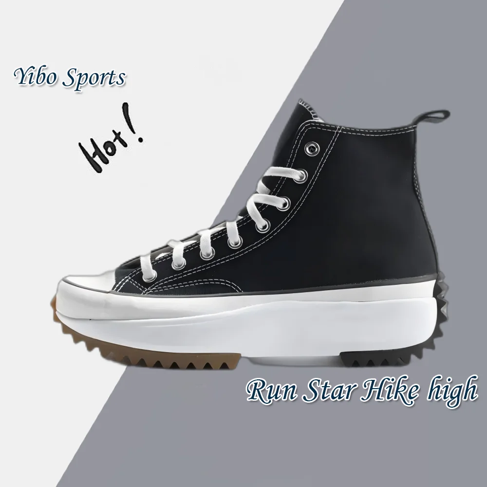 Converse Black Run Star Hike high Men's and Women's comfortable heightening canvas shoes Fashion simple casual shoes