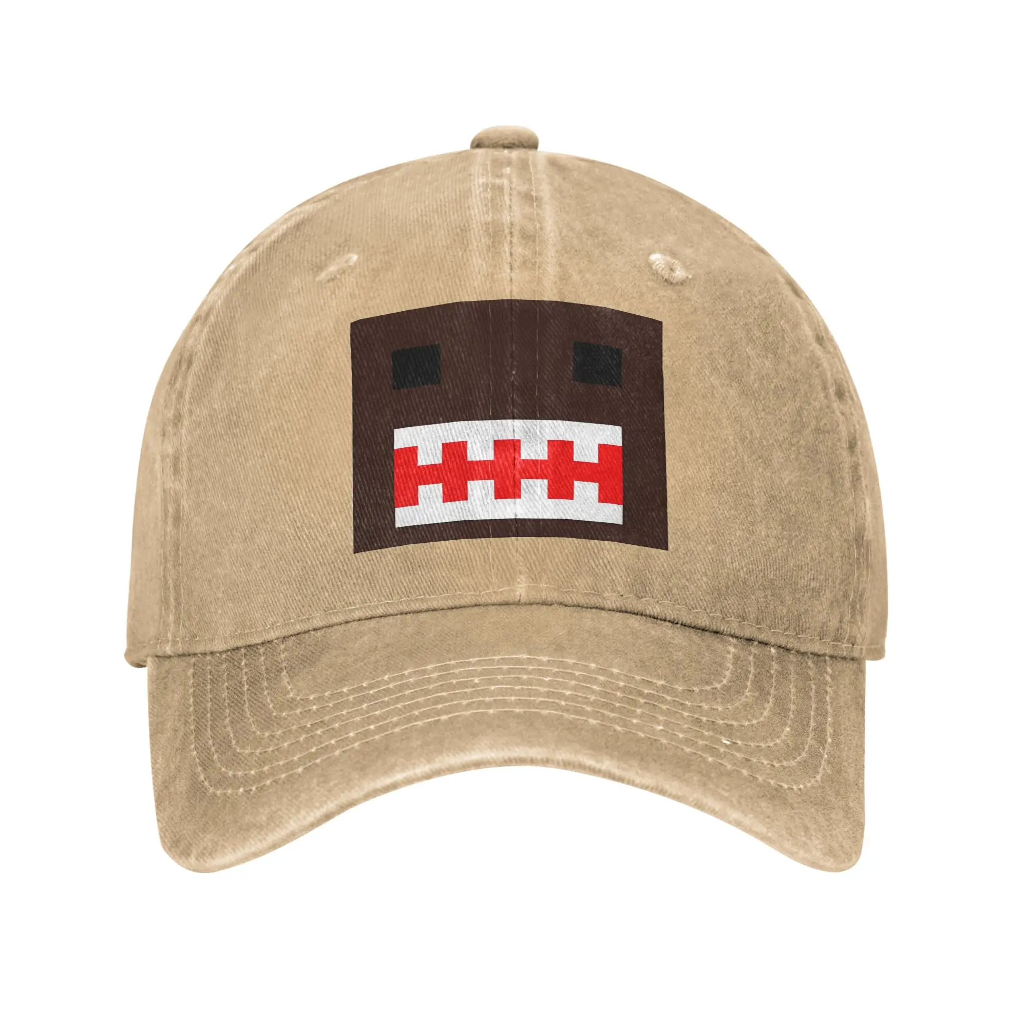 Vintage PIXEL Domo Kun Face Baseball Caps Unisex Distressed Denim Washed Sun Cap  Outdoor Activities Gift Caps Hat