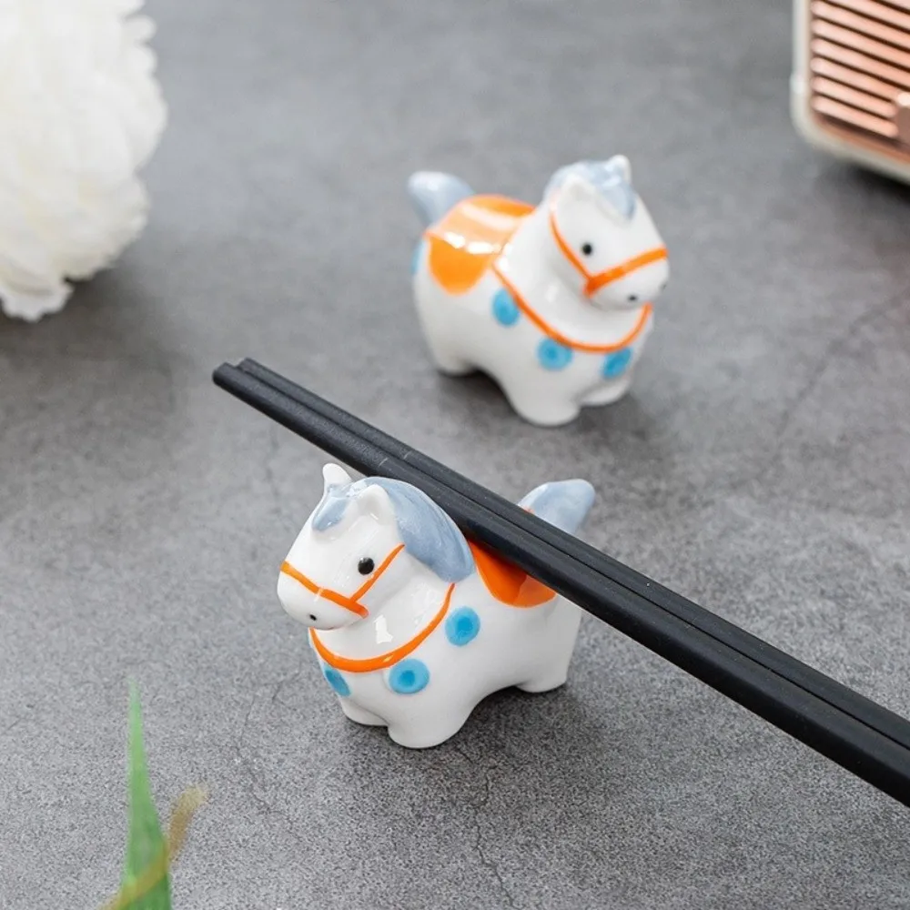 Chinese Style Porcelain Chopstick Rack Ceramic Chopstick Stand Rotating Workstation Chopstick Stand Animal Ceramic