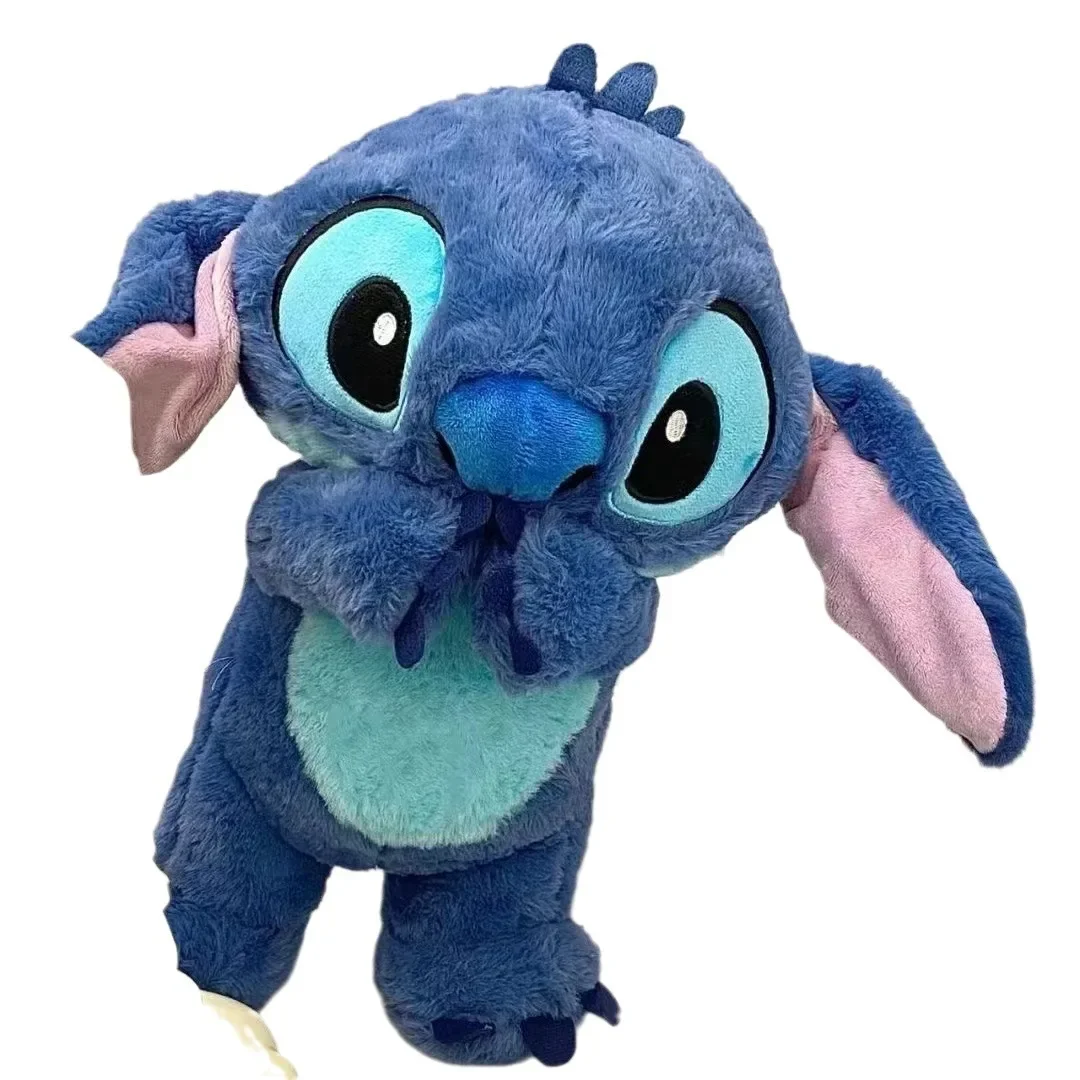 Boneka lembut Disney Stitch lucu, teman tidur bayi suara menenangkan musik Kawaii dengan boneka ringan bernapas hadiah mainan anak-anak