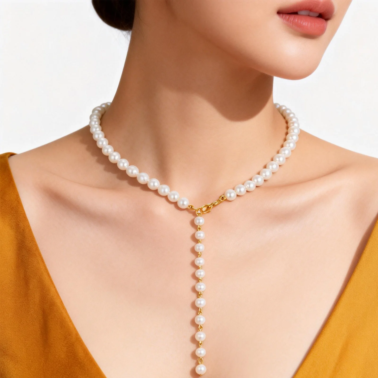 Women Fashion Long Necklaces, Pendant Female Gold Plating Long Sweater Fashion Jewelry Gift Ornament Beaded Necklace For Party