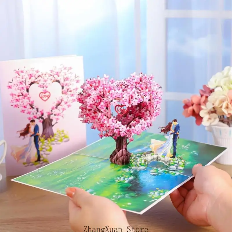 3D-Popup-Valentinstagkarte für einzigartige Partyfeiern, handgefertigte Grußkarte mit Umschlag, elegantes Geburtstagsgeschenk – Detail 5