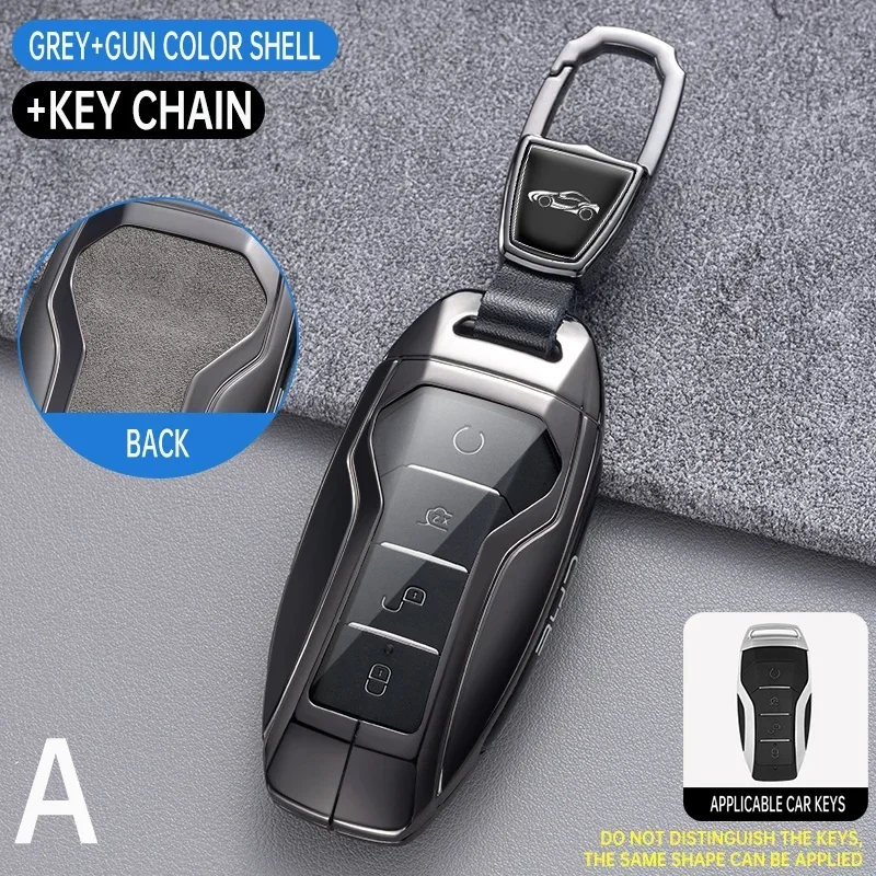 

Car Key Case Holder Chain For China BYD Song PRO Han EV Max Tang DM 2018 Qin PLUS 4 Button Keychain Zinc Alloy Shell Accessories