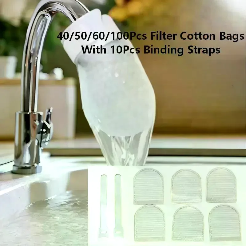 Universal Disposable Faucet Filter Cotton Bags Thickened Water Purifier Sock Bags For Tap Water Well Water 40/50/60/100Pcs