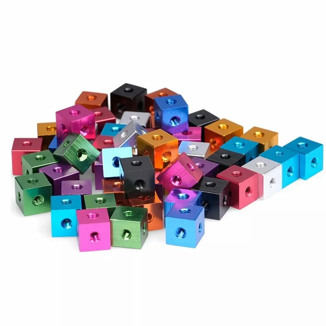 5Pcs M3 M4 M5 M6 M8 M10  Aluminium Alloy Anodized Cube Connector Fixing Bracket Square Spacer Standoff Tee 6 way