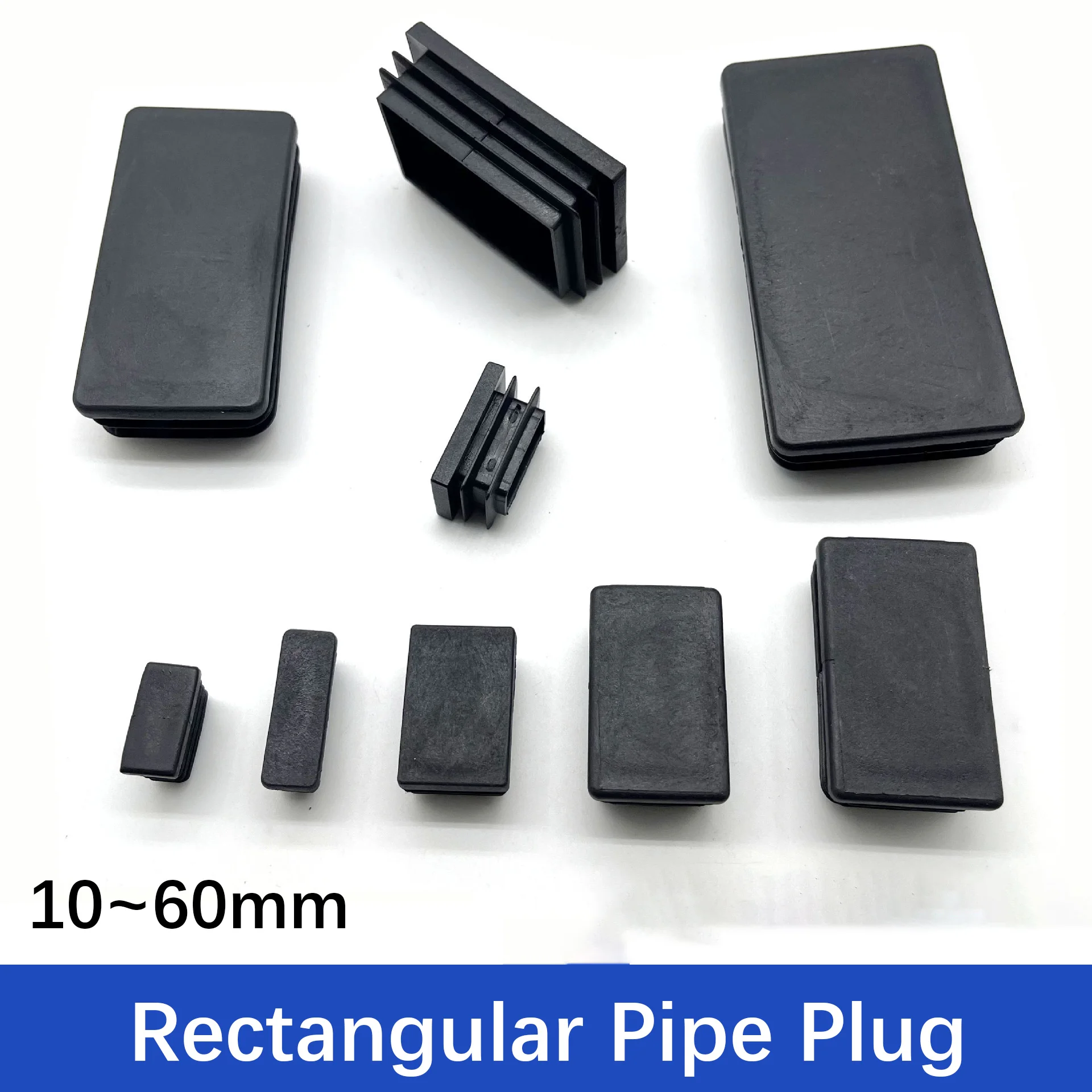 20pcs Rectangular & Square Tube Plugs, Stainless Steel End Caps & Plastic Internal Hole Stoppers for Furniture & Shelf Sealing