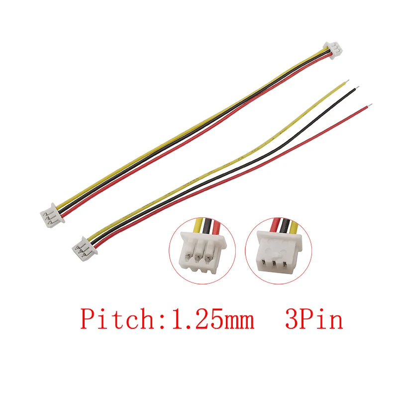 20 Stuks Micro Jst 1.25Mm Pitch 3 Pin Connector Jst 1.25Mm 3 P Vrouwelijke Aansluitingen Stekker Kabel 10/25/20/30Cm 28awg Elektronische Draden