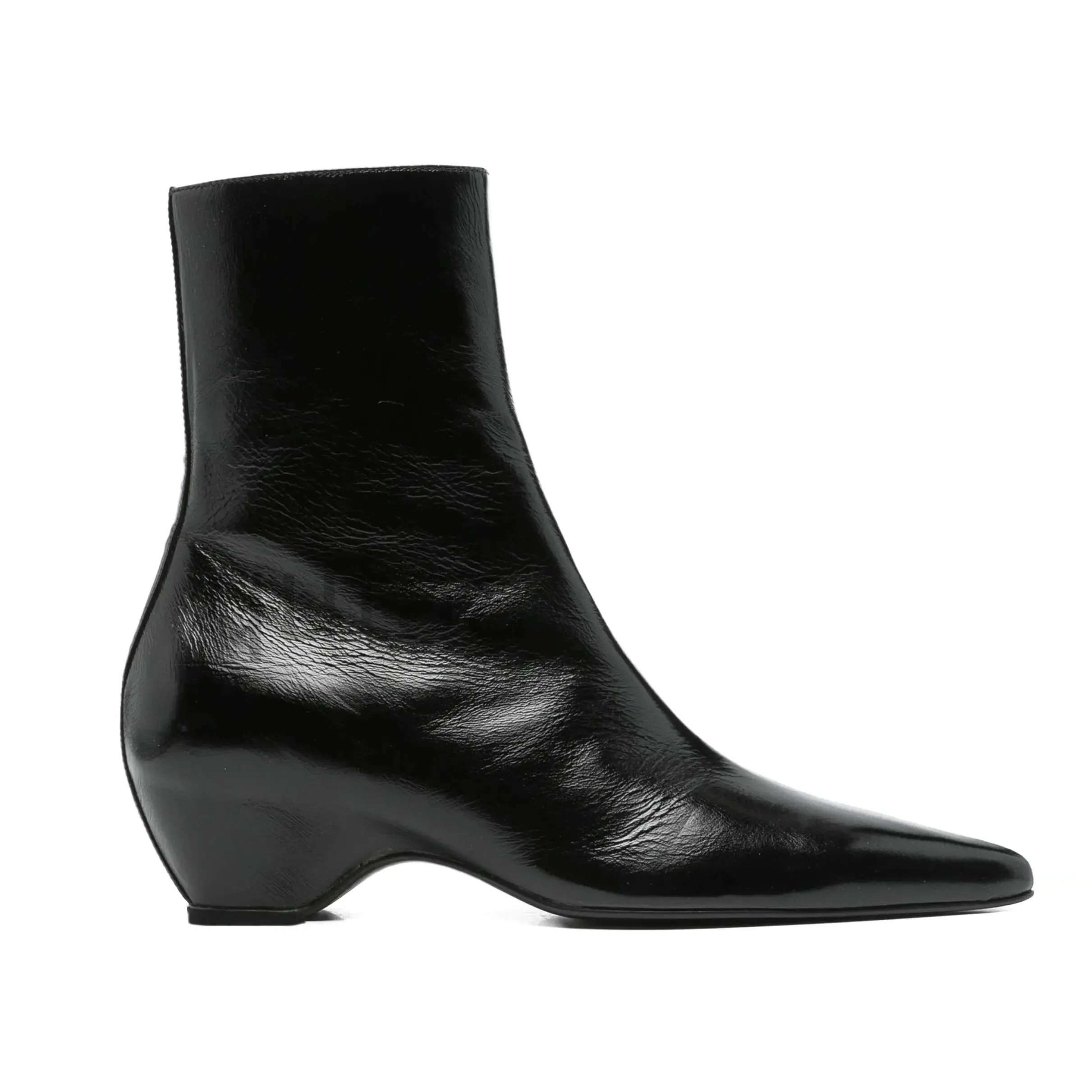 Stylish Women's Black Leather Ankle Boots with Wedge Heels