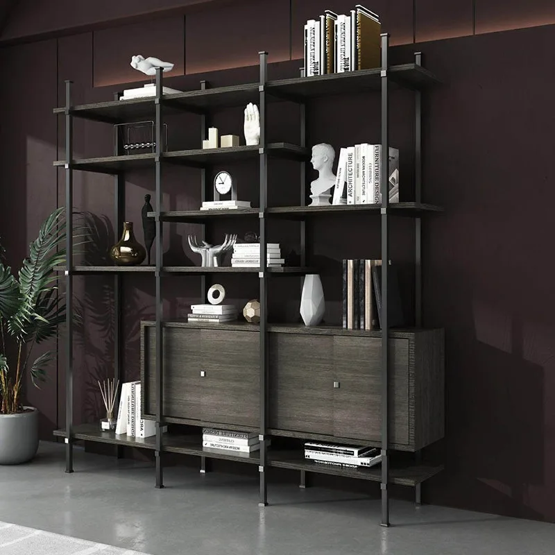 

Italian Luxury Bookshelf Modern Stainless Steel Floor Wall Desk Display Shelf Premium Home Furniture Estante Industrial FYBK