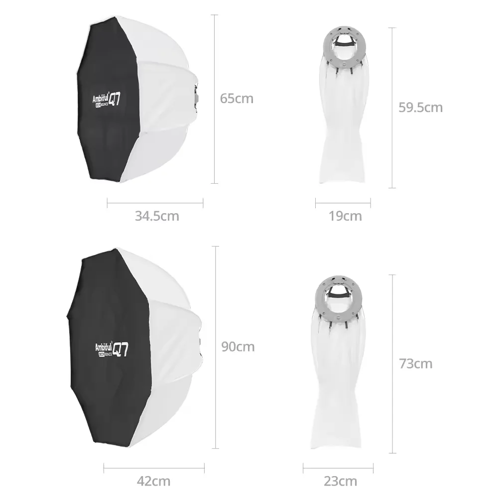Ambitful Softbox Q7-65/90 65cm/90cm Bounce Softbox Sliver Reflective Quick Release Octa Softbox for Bowens Mount Flash LED Light