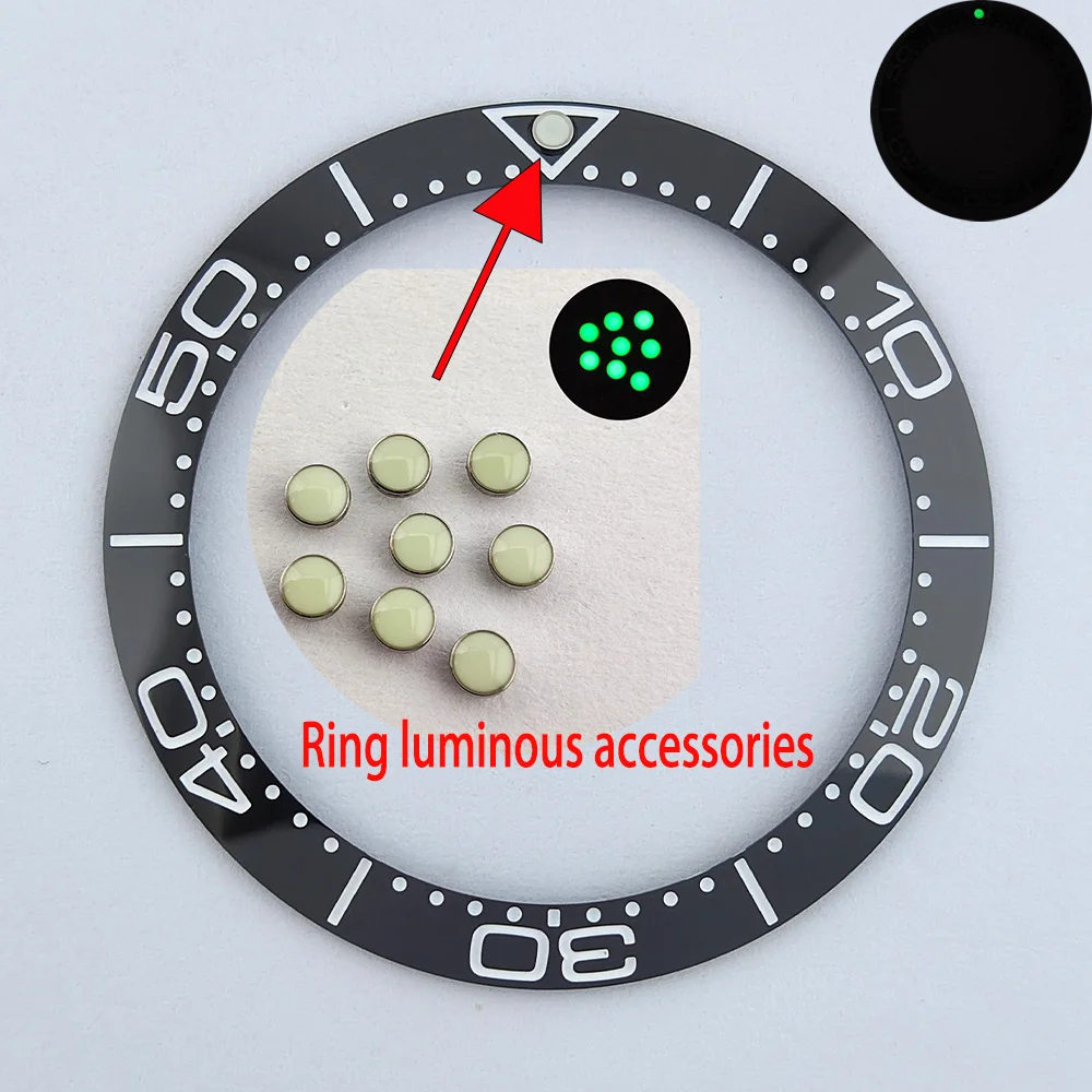 Green/Blue Luminous Night Pearl Fit Bezel Insert Glowing Night Pearl 12 Clock Scale Watch Bezel Luminous Pearl Replace Parts