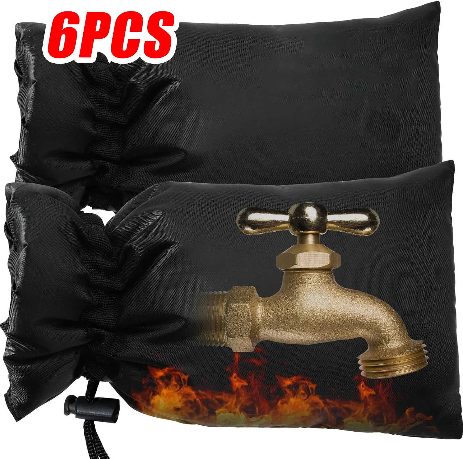 6PCS Super Warm Outdoor Faucet Protector Anti-Freeze Insulation Cover Outdoor Anti-Freeze Crack Protection Bag Warming Supplies