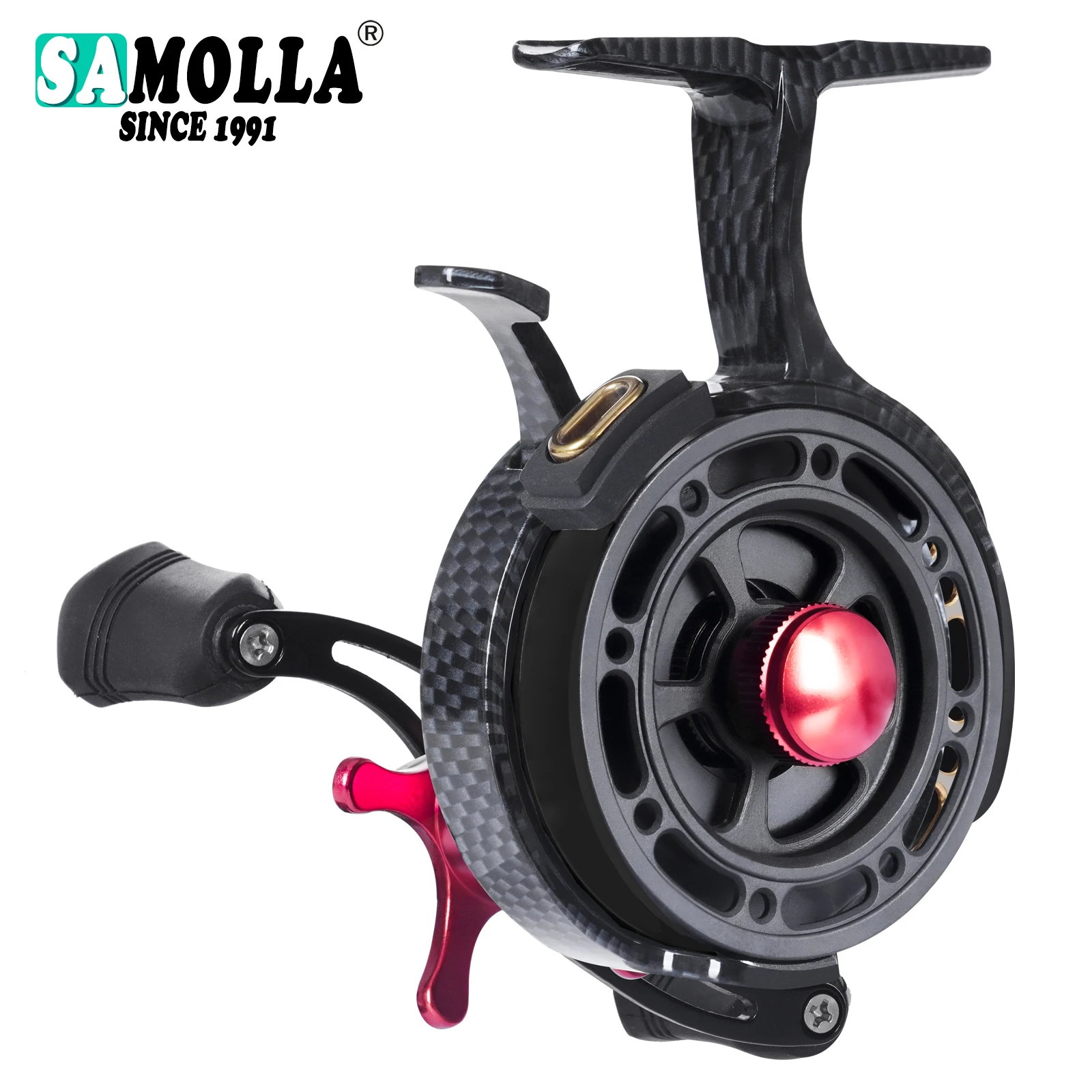 SAMOLLA New Ice Fishing Reels Winter Coil High-foot 3.5:1 Portable Ultra Smooth Magnetic Drop System Inline Ice Reel 8KG Drag