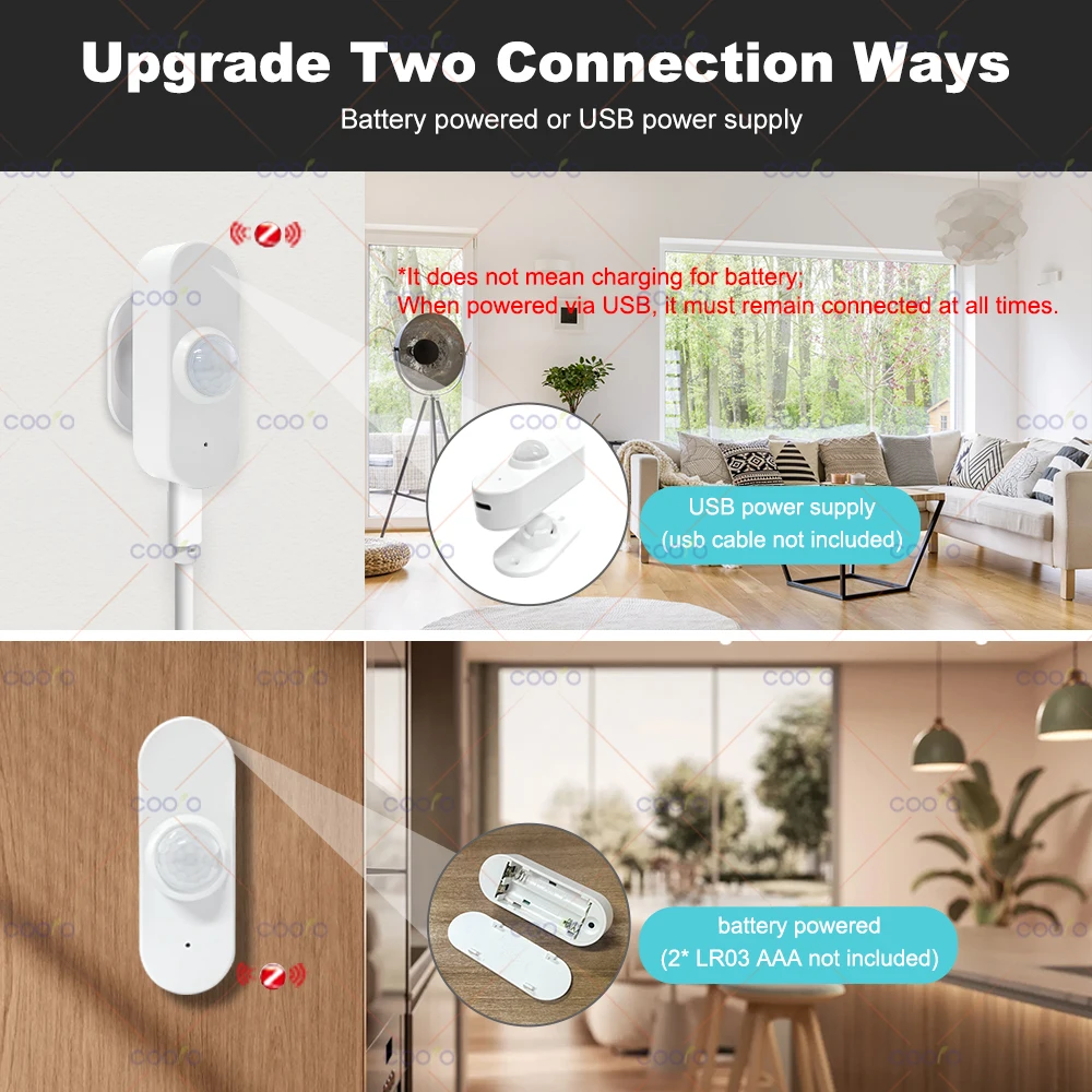 Czujnik obecności człowieka radarowy 24G MmWave + czujnik ruchu PIR, światło, temperatura, wilgotność, zasilanie USB/bateriami, obsługa Tuya Zigbee Z2M