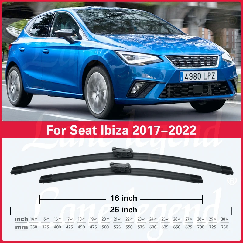 Car Windshield Wiper Blades Fit For Seat Ibiza 2017 2018 2019 2020 2021 2022 Front Rear Wiper Blades Soft Rubber Auto Windscreen