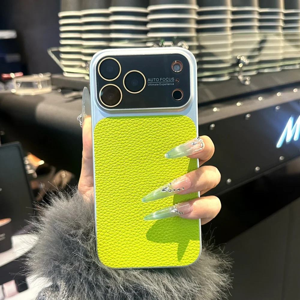 Luxuriöse matte Lychee-PU-Leder-Handyhülle für iPhone 17 16 15 14 13 Pro Max – Stoßfester Bumper mit großem Fenster und rutschfester Abdeckung