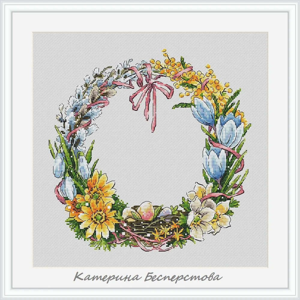 spring Bird Nest Wreath 35-35 counted 16CT 14CT 18CT DIY Cross Stitch Sets Chinese Cross-stitch Kits Embroidery Needlework