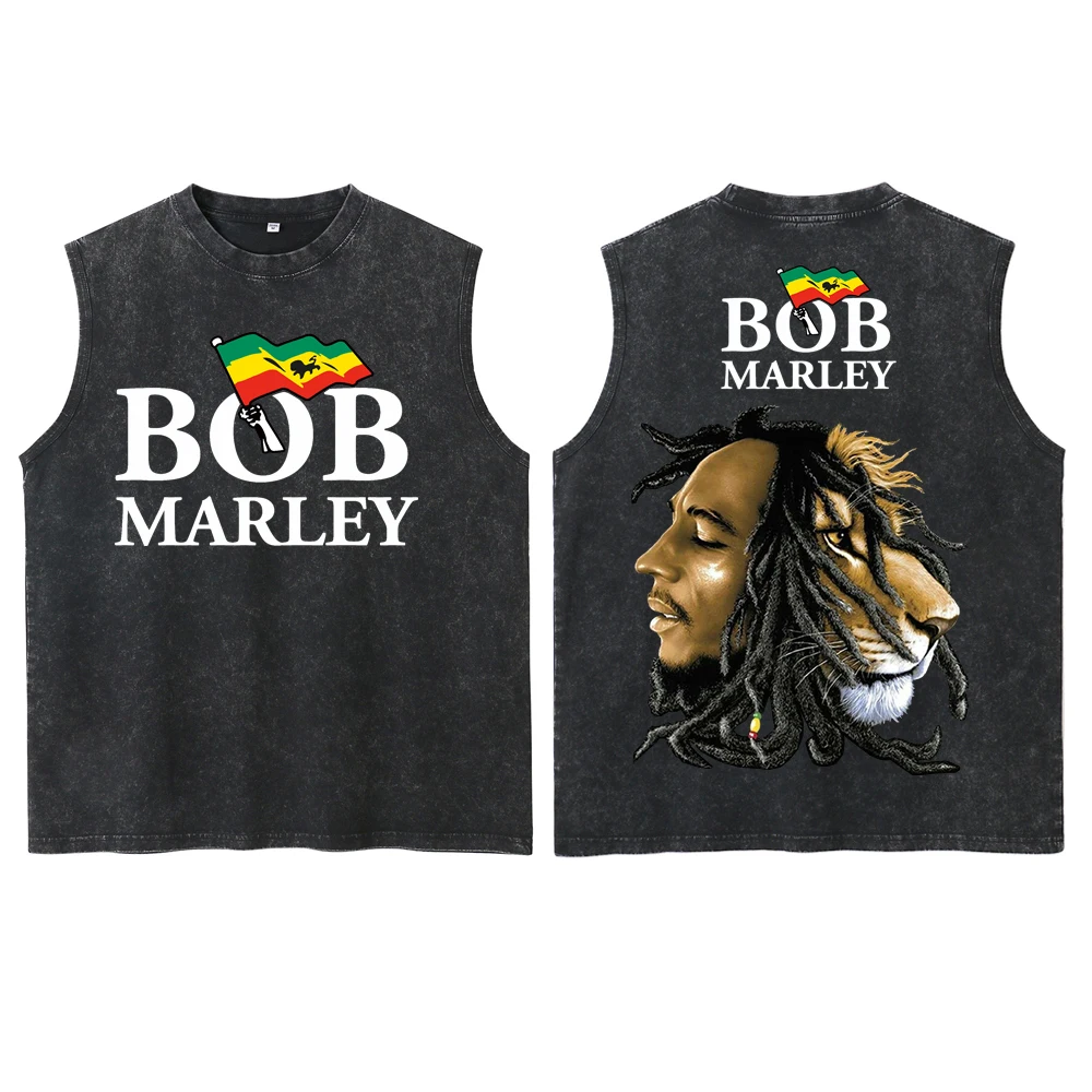 Bob Marley Washed Vest T-Shirt Man Woman Streetwear Tops Gift