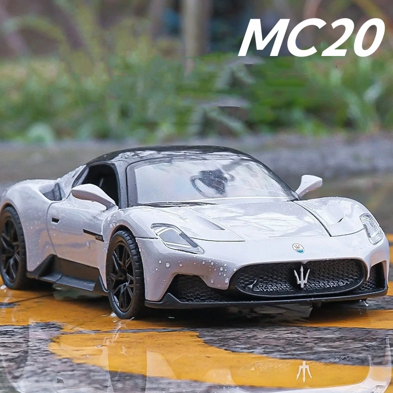 1:24 Maserati MC20 Alloy Supercar Diecast Metal Scale Model Vehicle Sound＆Light Simulated Collectible Children Birthday Toy Gift