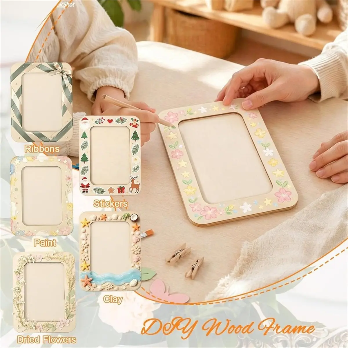 【~ New BOFF】Wooden Picture Frames for Crafts 30 Pcs DIY Wood Frame Bulk for 4x6 Photos for Art Birthday Wedding Home Decorating