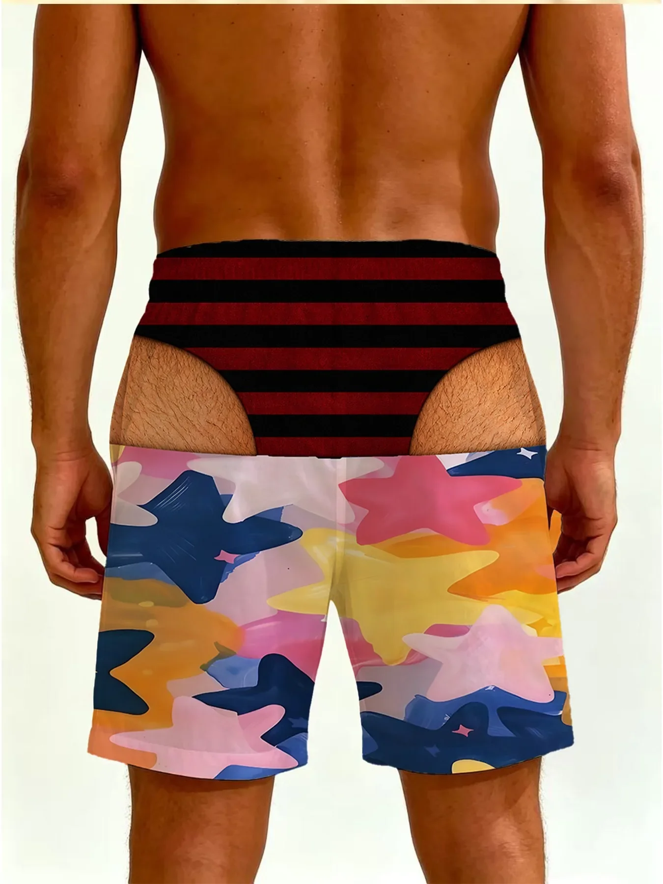 Funny Fake Striped Underwear Print Men Beach Shorts Cute Black Cat Kitten 3D Print Quick Dry Swim Trunks Casual Board Shorts