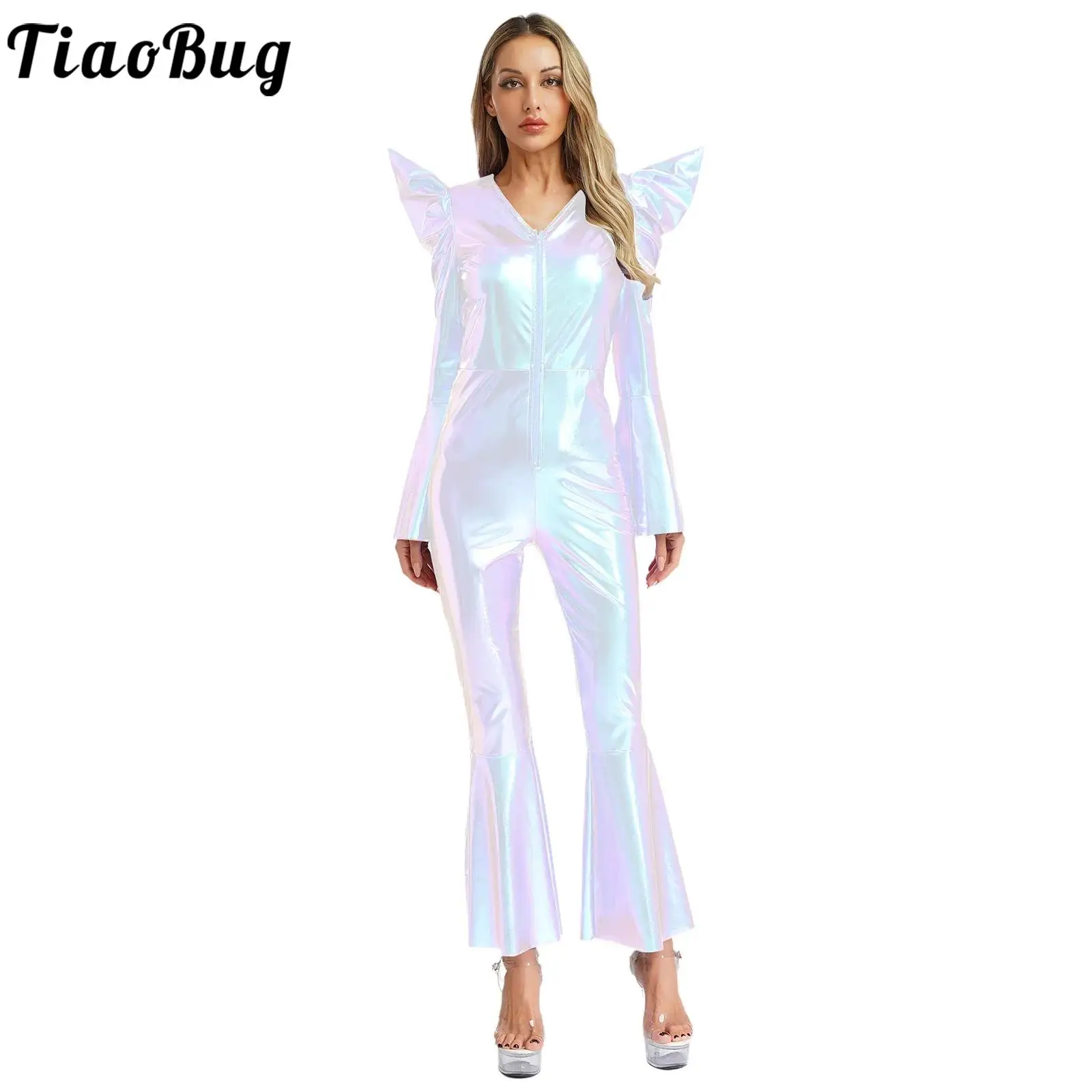 

Women 70s Disco Jumpsuit Retro Hippie Music Festival Cosplay Costume Halloween Party Fancy Dress Jazz Dance Wear Hippie Romper