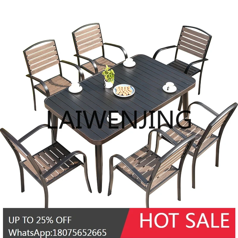 

RWJ Outdoor Aluminum Alloy Waterproof Plastic Wood Iron Cast Aluminum Terrace Occasional Table and Chair Combination