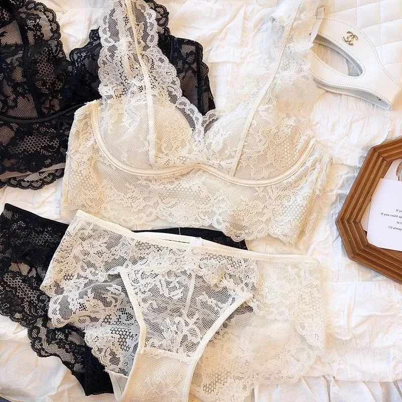 Lace Underwear Women's Panties Seamless Bras and Panty Sets for Women French Style Lingerie Set Bralette Lenceria Para Damas