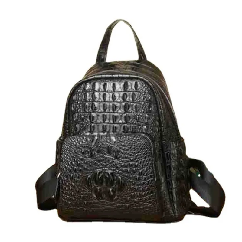 

2025 Fashion Crocodile Bone Pattern Small School Bags Teenagers Schoolbag Outdoor Genuine Leather Women's Laptop рюкзак мужской