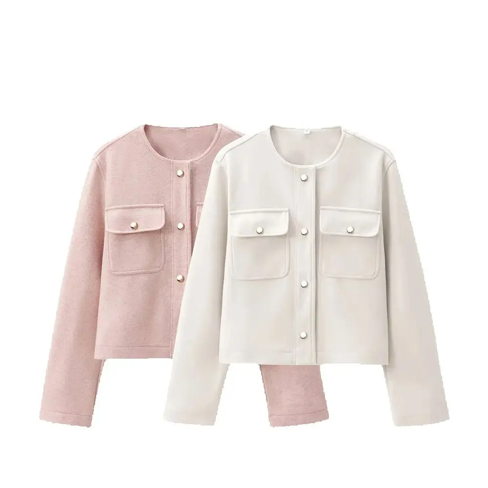 

French autumn and winter new women's versatile small fragrance style basic round neck long sleeved jacket jacket