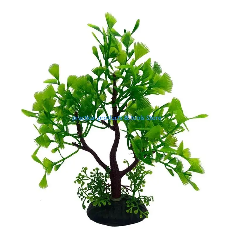 77JB Aquarium Plants Artificial Fish for Tank Decorations Plastic Aquatic Plants 15cm Height Underwater Realistic Small Trees