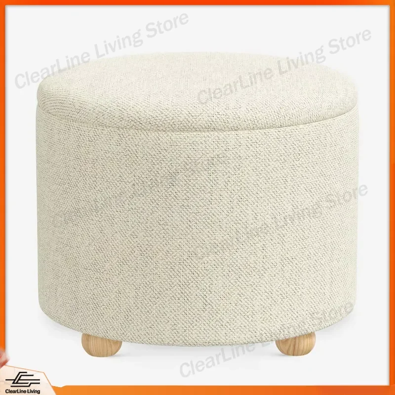 for Direct high quality fabric round living room storage ottoman