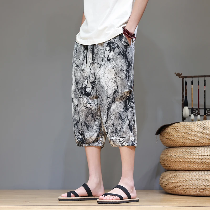 Baggy Cotton Harem Pants Men 2026 Summer Japanese Men Women Hip Hop Plus Size Wide Leg Pants Bloomers Calf-Length Pants Joggers