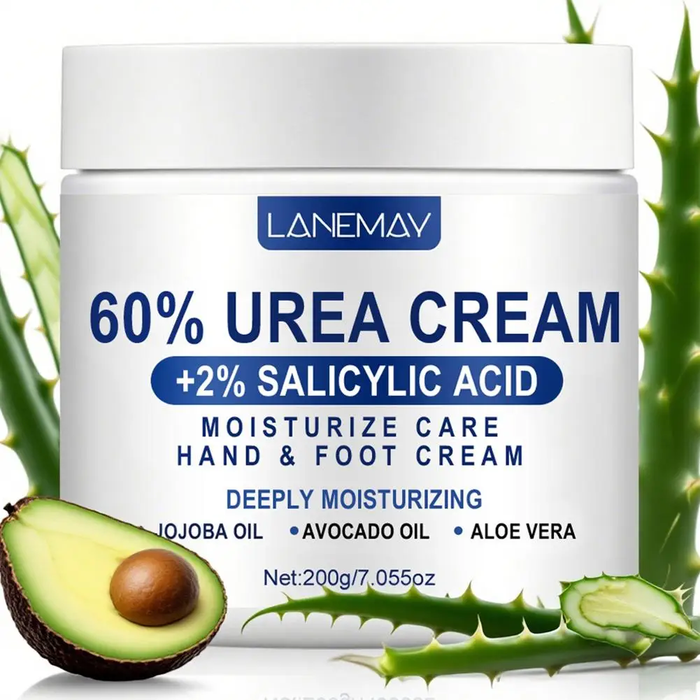 Urea Cream 60% & Salicylic Acid 2%, Foot Cream for Dry Cracked Heels Feet Knees Elbows Hands, Moisturizing Hand Foot Cream 200g
