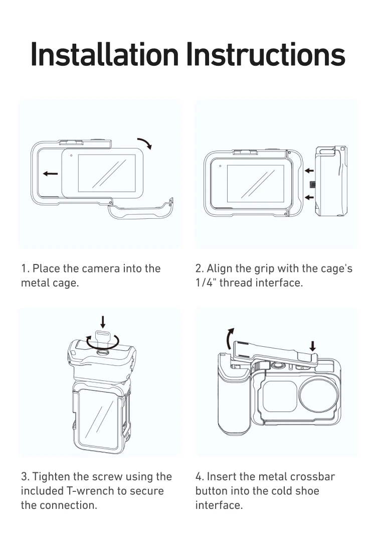 TELESIN Handgriff-Kit mit Fernbedienung aus Aluminiumlegierung für DJI OSMO Action6 Rabbit Cage Schnellverschluss-Schutzgehäuse – Detail 9