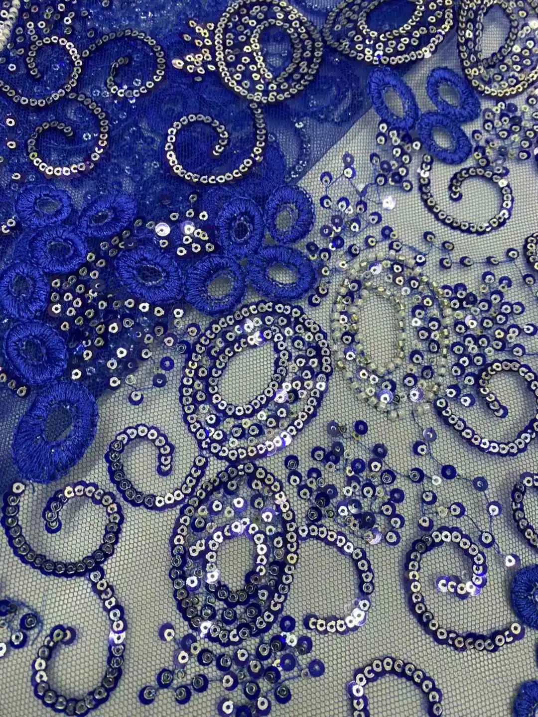 파란색 아프리카 튤 레이스 원단 2025 프랑스 네트 스팽글 원단 재봉 자수 신랑 레이스 튤 메쉬 나이지리아 파티 드레스