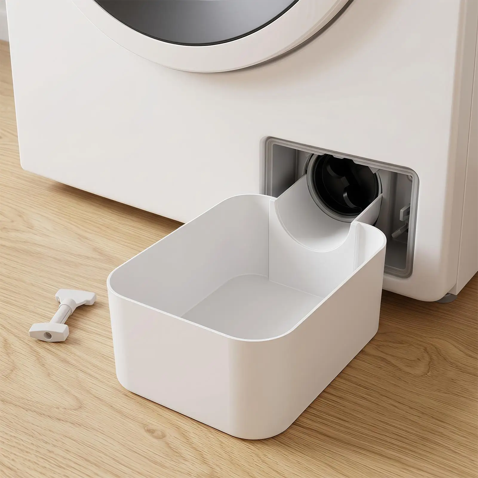 Washing Machine Drain Pan Water Catcher Tray for Front Load Washer Filter Cleaning Laundry Floor Spill Protector Tool For RV