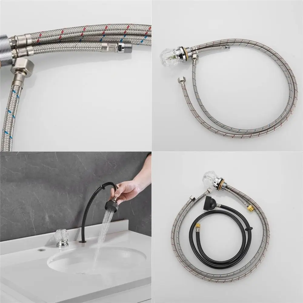 

Crystal Handle Shampoo Basin Faucet Set with Hose, Waterfall Spray and Mixing Valve for Hair Washing