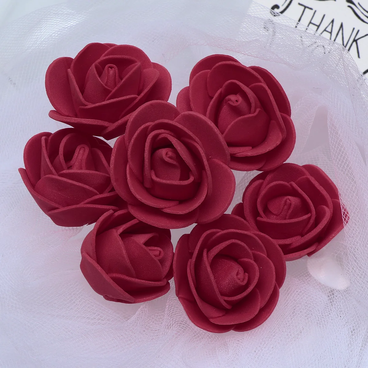 

100Pcs 3.5cm Simulated Rose Heads Realistic Fake Rose Heads for Wedding Decoration Home Party Events Reusable Floral Craft Dark