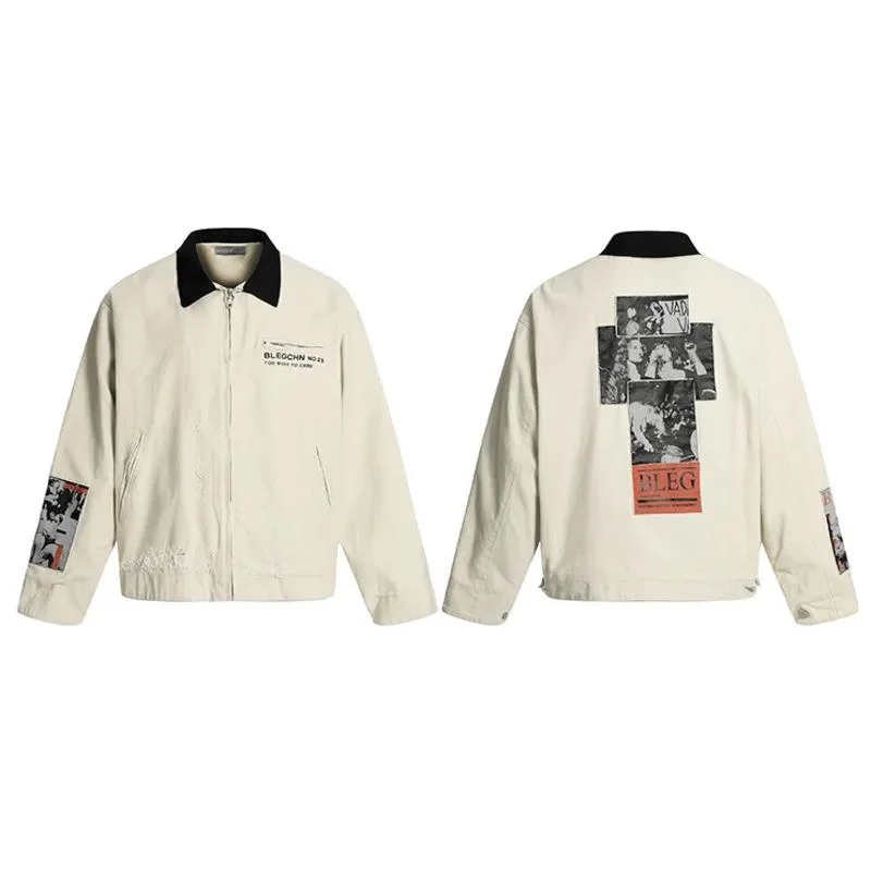 2025 Turn-down Collar Contrast Color Men Jacket Long Sleeve New Loose Male Tops Casual CW9ZV
