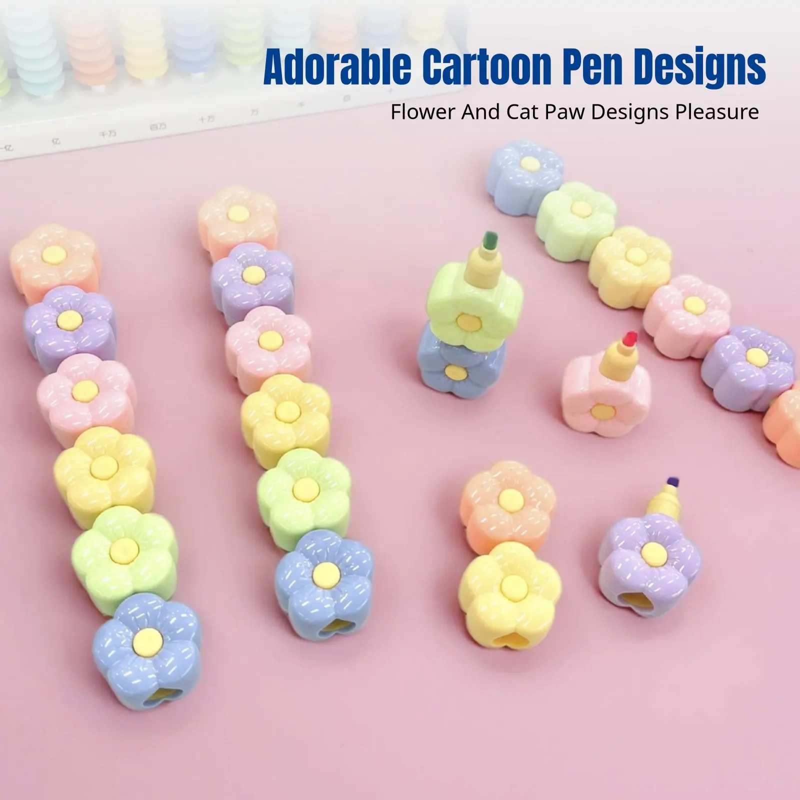 

Creative Cartoon Highlighter Set, Flower Shape, Cat Paw, Heart, Cute Marker Pen for Journaling