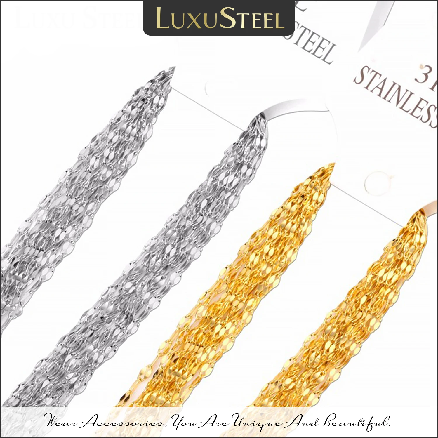 LUXUSTEEL 10pcs/lots 316L Stainless Steel Necklace for Women Men Lip Shape Wholesale Link Chains For Pendants Accessoies 2MM