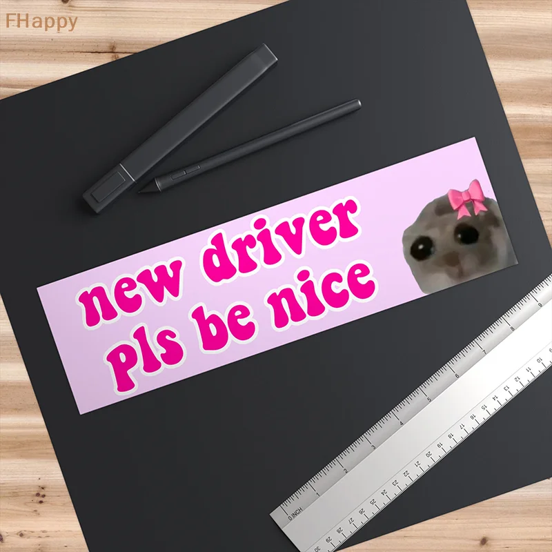 

New Sad Cat Bestie Driver Please Be Nice Sticker Funny Meme StickerSelf Adhesive Learner Driver Sticker Car Accessories 1/10pcs